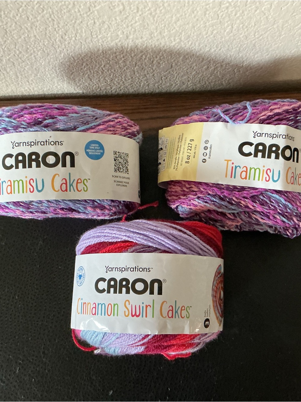 Caron Yarnspirations Tiramisu Cinamon Swirl Cakes Yarn Lot of 3